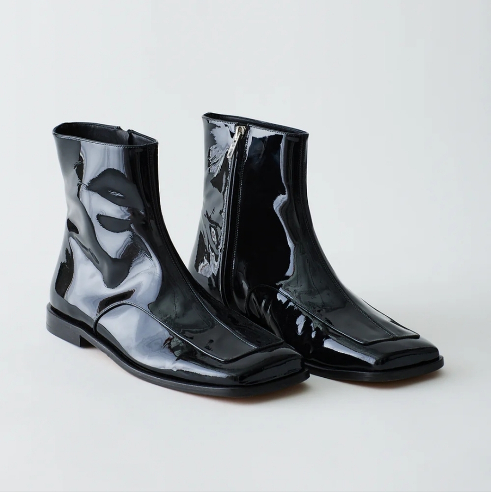 Black Tibi Patent Low Mario Boots sz 40
